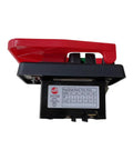 220V 20A Industrial On Off Push Button Switch For Table Saw And Woodworking Machines, Heavy Duty Power Switch With Easy Plug And Play Install, High Precision Mechanism For Reliable Operation And Long Lifespan. Red and black HY56 switch shown front view.