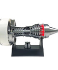 Awesome Realistic Turbofan Engine Model Kit With LED Lights And 28cm A380 TR900 Replica Adjustable Speed DIY Mechanical STEM Project For Adults Aviation Enthusiasts Desk Decor And Gift, side view on stand