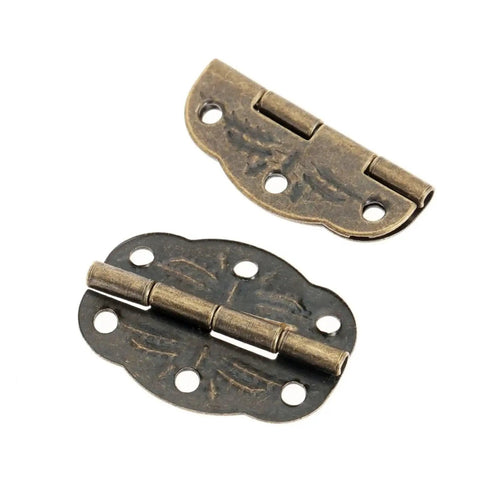 20pcs Antique Butterfly Hinges For Wooden Jewelry Box Set With Vintage Iron Design, 30x20mm size, showing front and back view