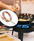 Image of 900Mm Gas Stove Thermocouple Kit With Five Nuts Universal Thermocouple in use with gas stove and wok.