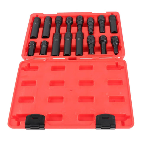 Heavy Duty Locking Lug Nut Master Set And Wheel Lock Key Extraction Tool Kit For Daily Drivers Bulletproof Anti Theft Security With 16 Badass Steel Socket Keys Garage Ready Setup To Lock Down Your Ride And Cruise in red storage case with steel sockets.