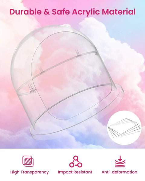 Clear Acrylic Dome Cotton Candy Machine Cover For 15 Inch Bowls Fits 14.96 Inch Commercial Floss Makers Detachable