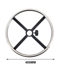 Real Deal Stainless Steel Chair Footrest Ring With 40 Cm Diameter showing solid metal construction and black support detail.