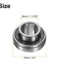 Pillow Block Bearing UC207-22 1 3/8 Inch Bore Chrome Steel GCR15 Flange Mounted Housing With dimensions, diameter shown