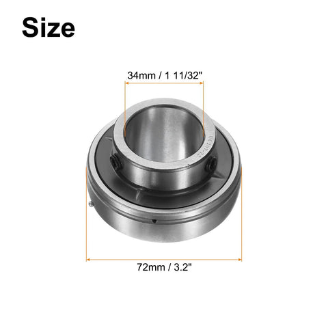 Pillow Block Bearing UC207-22 1 3/8 Inch Bore Chrome Steel GCR15 Flange Mounted Housing With dimensions, diameter shown