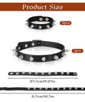 Dope Three Piece Leather Punk Set Featuring Spiked Gothic Choker And Dual Studded Wristbands For Savage Street Style Rock Edge Heavy Metal Fits Perfectly, size details and spiked design