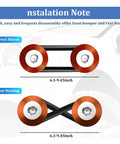 Universal Car Bumper Quick Release Kit installation note with orange aluminum alloy and rubber components for easy bumper removal.