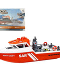 One Thirty Second Scale RC Rescue Boat For Grown Ups With 2 4G Remote, Realistic Mini Model Kit, RTR Orange And White Hull, Boxed