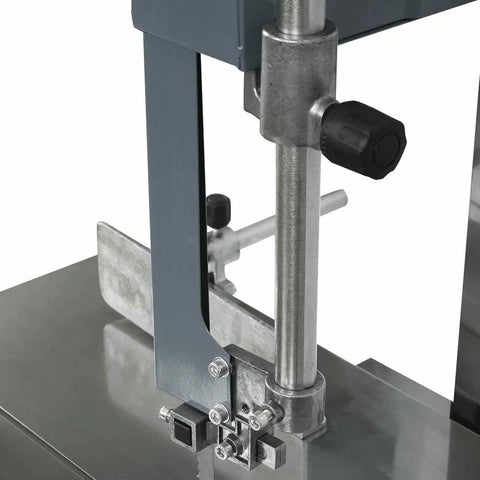 Close-up of Beast Mode 2 In 1 Electric Bone Saw And Meat Slicer Grinder, stainless construction, commercial-grade machine