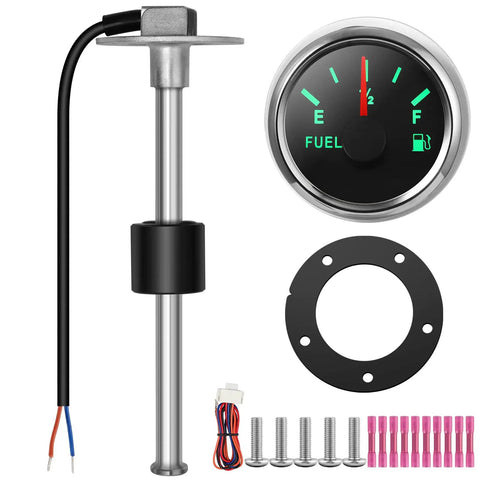 Stainless Steel Fuel Sender Unit for Boats and RVs, Water and Fuel Level Sensor with Gauge, 8.8 Inch Tank Sender for Gas and Diesel shown