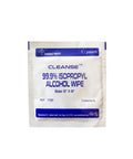 Front view of Cleanse 99.9% Isopropyl Alcohol Wipe packet, 5 x 6 inches, 1 per pouch, Halsted Health