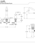 Heritage Widespread Lavatory Faucet In Polished Chrome With Deck Mount Three Hole Installation technical diagram