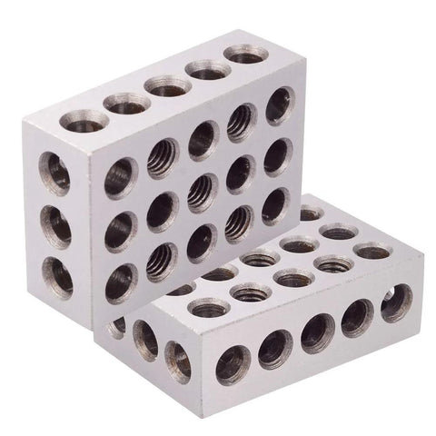 CHENTEC 1-2-3 blocks pair, hardened steel, 1 x 2 x 3 in, 23-hole set for precision milling