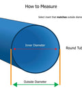 Diagram showing how to measure a 1-inch round tube for Double Star Threaded Caster Insert In Heat Treated Steel For 1 Inch Round Tube 16 18 Gauge.