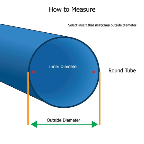 Diagram showing how to measure a 1-inch round tube for Double Star Threaded Caster Insert In Heat Treated Steel For 1 Inch Round Tube 16 18 Gauge.
