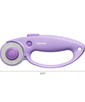 Top Tier Loop Handle Rotary Cutter For Heavy Duty Fabric And Vinyl Crafting Precision Ground Steel Blade Insanely Sharp left handed setup shown from above.