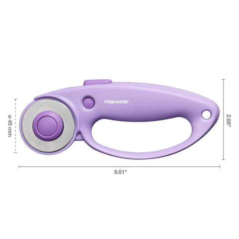 Top Tier Loop Handle Rotary Cutter For Heavy Duty Fabric And Vinyl Crafting Precision Ground Steel Blade Insanely Sharp left handed setup shown from above.