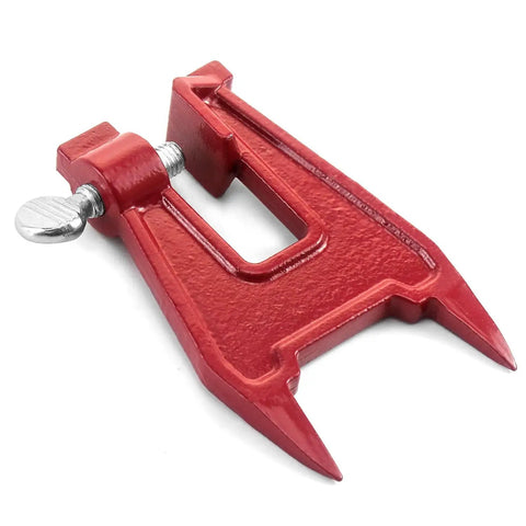 Stump Vise For Chainsaw Sharpening, 2 Pack Filing Vise Set, Adjustable Saw Chain Sharpening Clamp, red, close-up view