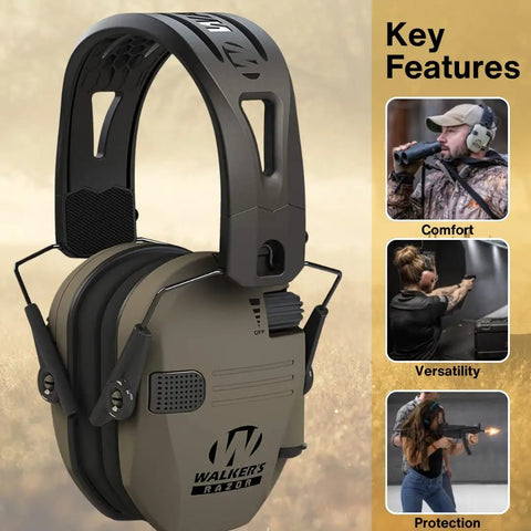 Ready For The Range Badass Electronic Earmuffs Featuring Active Dynamic Sound Suppression And Crisp Hd Audio Amplification Sharp Tactical Hearing Protection Kit Includes Comfortable Rubber Headband Carry Case Bundle