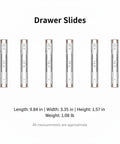 Six 10 Inch Full Extension Ball Bearing Drawer Slides for Nightstands and Vanities, Slim Side Mount Profile, Cold Rolled Steel