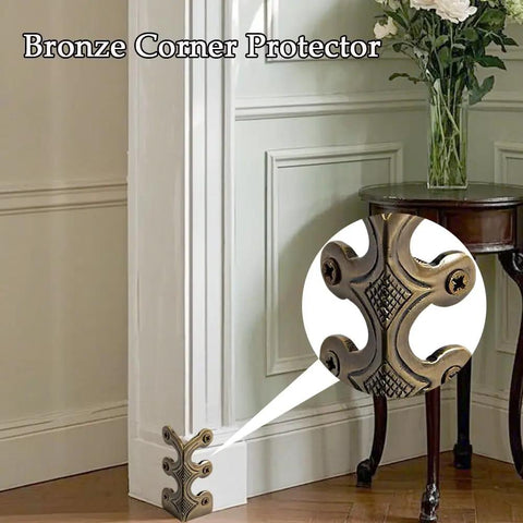 Top Shelf Solid Brass Baseboard Corner Guards For Walls And Skirting Boards, Vintage Bronze Edge Protectors For Furniture And Door Frames, Built Tough Rustproof Wall Bumpers With Screws Included, 1.88 inch decorative corner protector.