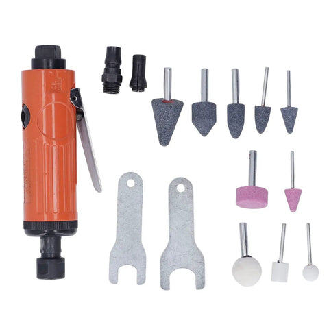 Real Deal Air Die Grinder Kit With No Sweat Comfort Ergonomic Grip And Super Low Noise Operation, Lightweight Pneumatic Power Tool for various grinding attachments.
