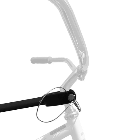 Universal Top Tube Bike Rack Adapter for Cars showing adjustable cross bar mount in detail with pin lock mechanism