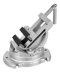Heavy Duty Bench Vise With Multi Angle Clamp And 0 To 90 Degree Tilt 360 Degree Swivel Base Three Inch Jaw Cast Iron And Powder Metallurgy Jaws For Woodworking Drilling And Milling DIY Projects, angled view