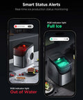 Smart Ice Maker Countertop With Voice Control And WiFi displaying RGB status lights on smartphones for ice production monitoring