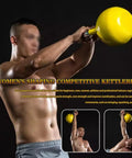 16Kg Yellow Competitive Kettlebell For Women And All Levels, Beast Mode Strength Training Gear in action, electroplated steel