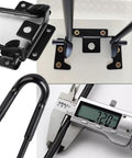 Built Different 16.5 Inch Folding Hairpin Table Legs Set Of 3 Solid Steel Frame close up of attachment points and measurements