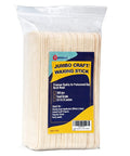 Top Shelf Six Inch Jumbo Birch Wood Sticks One Hundred Pack Natural Premium Multipurpose Sticks Super Smooth in a clear pack.