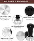 51mm Coffee Tamper Set for Portafilter Espresso Machines With 350ml Frothing Pitcher Tamper Mat Barista Towel showing details