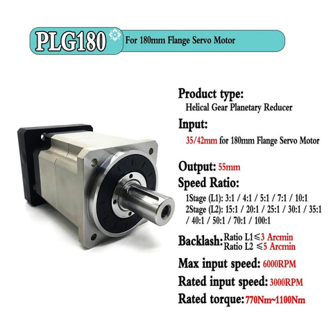 Compact Helical Gear Reducer Box With 35mm Input And 42mm Flange Offering 30 To 1 Ratio For Nema 17 23 34 Stepper Motors with 55mm output.