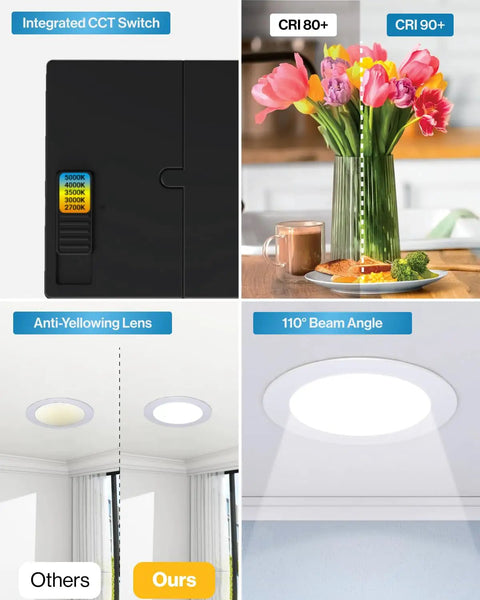 Pack Of 2 Four Inch Slim Canless Led Recessed Downlights With Smooth Trim And Junction Box 10W 5CCT Dimmable Ceiling Lights Built Tough No Sweat Room Revamp
