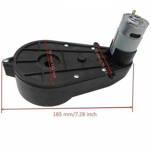 Side view of 24V 40000RPM RS555 Drive Motor Gearbox Replacement Kit for kids electric ride on cars.
