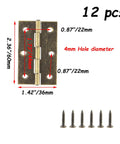 2.5 Inch Folding Butt Hinges Antique Bronze 12-Pack Heavy Duty Iron Hinges dimensions and included screws