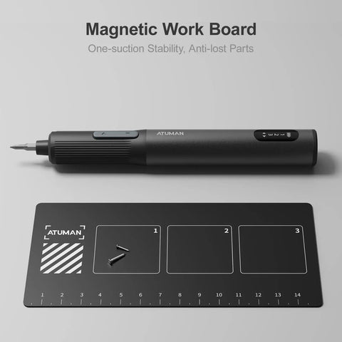 95 In 1 Precision Electric Screwdriver Kit With 86 Magnetic Bits And Visual Screen, showing screwdriver and magnetic mat