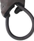 Heavy Hitter Electric Drain Auger Machine With Sixty Foot Cable and Four Cutter Heads, steel cable held in gloved hand.