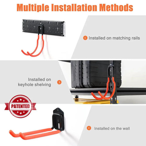 Heavy Duty Multi Storage Garage Hooks Wall Mounted Garden Tool Organizer Featuring Rock Solid Rails For Bikes Rakes Shovels Push Brooms And Outdoor Gear Top Shelf Home Layout Game Changing Clutter Crusher Solution
