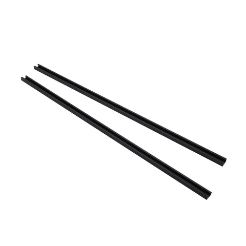 Top Shelf 36 Inch Aluminum T Track For Woodworking, Heavy Duty Two Pack Jig Guide Rail Fits Quarter And Five Sixteenths Bolts showing two black anodized rails.