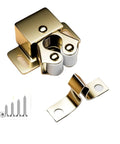 Heavy Duty Double Roller Cabinet Catch Set With Screws 30 Pieces, Strong Hold Cupboard Door Latches For Home Furniture, Golden Finish