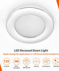 Lit 12V RV LED Puck Lights Recessed Ceiling and Cabinet Lighting 2.8 Inch Chrome Shell Cool White Dimmable Interior Lights