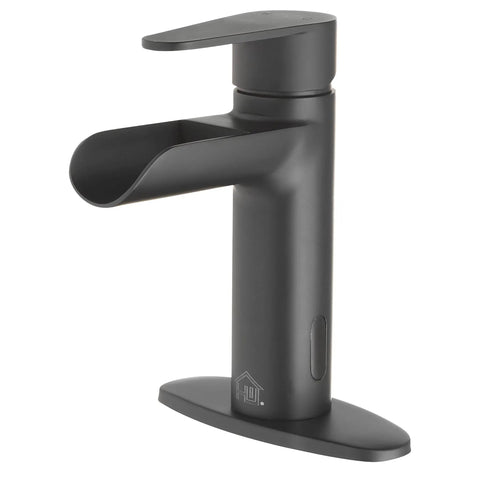 Touchless 4-Inch Centerset Matte Black Bathroom Faucet With Motion Sensor, Works With 1 Or 3 Hole Sinks, Optional Deck Plate