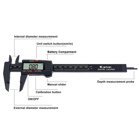 Digital Caliper With LCD Screen Auto Off Workhorse For DIY And Home Use 0 To 6 Inches And 0 To 150 Mm Inches And Millimeters