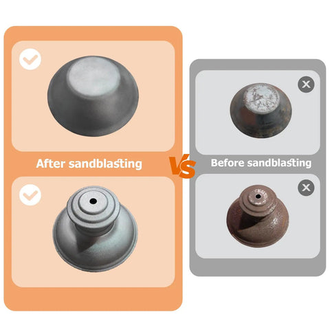 Comparison of metal surface before and after using Air Sandblasting Gun For Sandblasting Cabinets Compatible With 990L And 1200L Models.