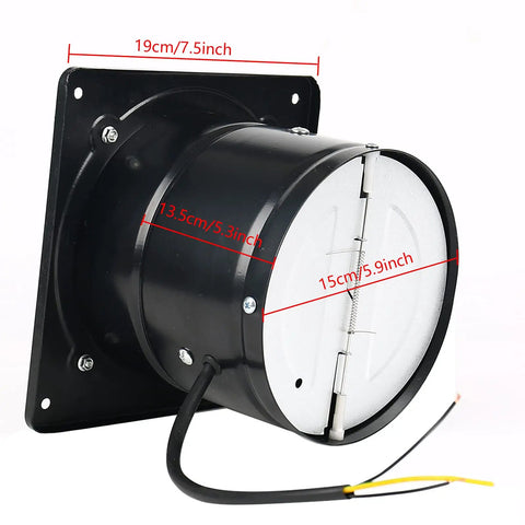 Rear view of 6 Inch Through Wall Exhaust Fan For Kitchen Bathroom Toilet Bedroom Living Room Office 110V with wiring exposed.