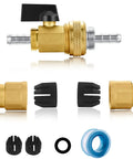 Expandable Hose Repair Kit With Brass GHT Fittings And Ball Valve 0.353 Inch Barb Includes Clamps and Teflon Tape