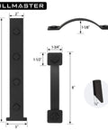 Two Pack Magnetic Garage Door Decorative Hardware Kit With Eight Hinges And Four Handles In Black dimensions and details.