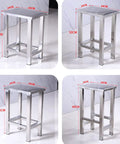 Sturdy 304 Stainless Steel Square Stool For Factory Lab And Workshop Use Dust Free And Easy To Clean Pro Grade Trapezoidal Frame Heavy Duty Operation Seat With Non Slip Feet 40cm Height Ideal Shoe Stool Or Standing Workbench Chair, shown in four different heights ranging from 45cm to 60cm.